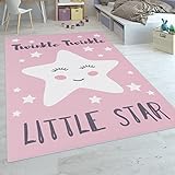 Paco Home Kinderteppich Kinderzimmer Mädchen Niedlicher Stern Spruch Rosa...