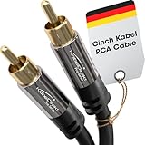 KabelDirekt - 5m Subwoofer-Kabel, 1 Cinch auf 1 Cinch, Audio/Digital/Video...