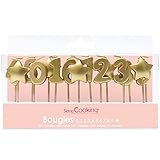 ScrapCooking - 15 Stück Gold Geburtstagskerzen - Zahlen 0 bis 9 & Sterne Kerzen -...