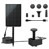 LEDGLE 2.5W Solar Springbrunnen, USB Teichpumpe mit Filter Wasser Brunnen Panel...