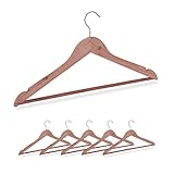 Relaxdays Kleiderbügel Zedernholz, 6 Stück, Mottenschutz im Kleiderschrank,...