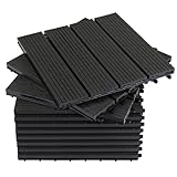 Montafox WPC Fliesen 30 x 30 cm 11 Stück / 1m² Anthrazit Terrassenfliesen Klicksystem...