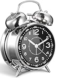 Azyh Lauter Wecker für Schwerschläfer mit Ohne Ticken, Doppelglockewecker,...