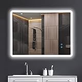 GuWet Wandspiegel Badezimmerspiegel LED,Badspiegel mit Beleuchtung,80*60cm mit...