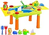 deAO Sand und Wasser Outdoor Aktivitäten Spieltisch für Kinder mit Doppelfach,...
