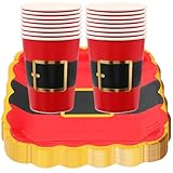 Yardwe Teiliges Weihnachts-partygeschirr mit Roten Schwarzen und Goldenen Papptellern und...