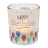 Dekohelden24 Windlichtglas mit Motiv auf Einer transparenten Banderole, inkl. 1 Teelicht,...