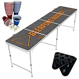 Bierpong Tisch Beerpong Rocks - Bier-Pong Tisch Set inkl. Becherhalter, Bällehalter & 6...