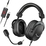 FIFINE Gaming Headset mit Mikrofon, Over Ear Kopfhörer mit Kabel, USB Headset...