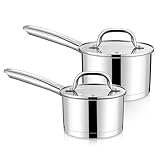 LIANYU Soßentopf-Set mit Deckel, 1 QT & 2 QT Edelstahl-Topf-Set, dreilagiger Boden,...