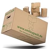 smiley pack 10 x stabile Umzugskartons - 620 x 300 x 330 mm - Extra groß und...