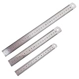 Edelstahl Lineale 3 Stück Metall Lineal Präzisions Doppelseitenskala Kante...