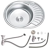 Melko Edelstahleinbauspüle Einzelbecken Küchenspüle rund Spülbecken Küche...