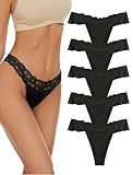 VOENXE Spitze String Tanga Damen Unterhosen,Nahtlos Unterwäsche Frauen Mehrpack,Seamless...