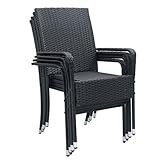 Juskys Polyrattan Gartenstühle Yoro 4er Set mit Armlehnen & Rückenlehne - 4...