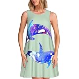 Orca Killer Whale Print Praktische Damen ärmellose Kleider mit Rundhalsausschnitt für...
