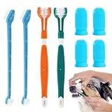 Hunde Zahnbürsten-Set, 2 Stück Dreifach Köpfe Hundezahnbürsten, 4 Finger Zahnbürste,...