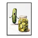 Dazzlewall Lustige Küche Gurke Leinwand Wandkunst Spaß Gurke Aquarell Malerei...