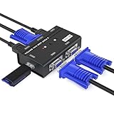 MT-VIKI VGA KVM Switch 2 Port VGA KVM Umschalter für Tastatur Maus USB-Lautsprecher...