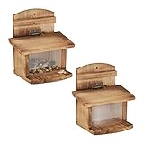 Relaxdays Eichhörnchen Futterhaus, 2er Set, gebranntes Holz, Eichhörnchenhaus mit Klappe...