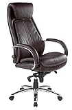 Kijng Chefsessel Throne - Braun Echtleder - Ergonomischer Bürostuhl Schreibtischstuhl...