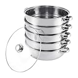 TRY-YEAN Edelstahl Dampfgarer Dampfkocher mit Glasdeckel, 5 Etagen 30cm,...