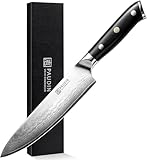PAUDIN Damastmesser 20 cm Kochmesser profi Küchenmesser scharfes Messer mit ergonomischem...