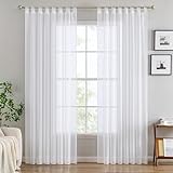 EMEMA Gardinen Transparent Vorhang Set Wohnzimmer Voile Schlaufenschal mit...