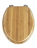 WENKO WC-Sitz Bambus, Toilettensitz aus echtem Bambus, WC-Deckel mit rostfreien...