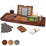 Temple Spring - Badewannenablage Bambus mit Kerzen-, Weinglas-, Buch-, Tablet-,...