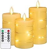 LED-Kerzen, mit eingebetteten Lichterketten, 4' 5' 6' Set aus 3-teiligen flammenlosen...