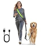 LED Hundeleine Wiederaufladbar - Freihandleine & Joggingleine mit Autosicherheitsgurt für...