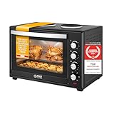TZS First Austria Minibackofen mit Kochplatten I 60l I 1800W Ofen, 1000W + 600W I Umluft I...