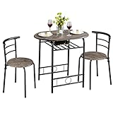 Yaheetech Esszimmergruppe 3-teilig Essgruppe, Küchentisch-Set, Esstisch mit 2 Stühlen...