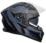 Rallox Helmets Integralhelm 510-3 schwarz/blau RALLOX Motorrad Roller Sturz Helm (XS, S,...