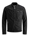 JACK & JONES Herren JJEROCKY Jacket NOOS Kunstlederjacke, Jet Black, XL