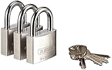 ABUS Vorhängeschloss Titalium 64TI/40 - 3er Set, gleichschließend - Kellerschloss mit...