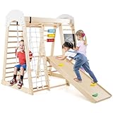 DREAMADE 7 in 1 Kletterspielzeug Set mit Schaukel Leiter Kletternetz Tafel...