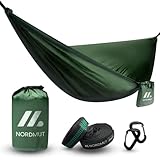 NORDMUT® Hängematte Outdoor [mit Befestigungs-Set] Camping Hängematte aus Nylon...
