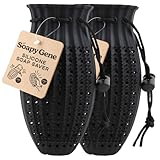 2 x schwarze Seifenspenderbeutel, sanftes Peeling-Luffa-Beutel, Seifenhüllen für Bars,...