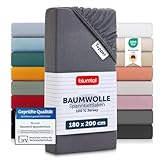 Blumtal® Basics Spannbettlaken Topper 180x200cm Jersey - Bettlaken aus 100% Baumwolle -...