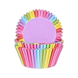 Cupcake Verpackung,200 Stück Muffin Backformen Cupcake Wrapper Regenbogen Papier Fällen...