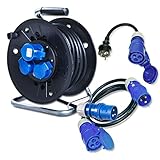 CEE-Campingkabeltrommel Set - 25m Kabel auf Kabeltrommel + CEE Anschlusskabel +...