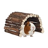 Relaxdays 3X Nagerbrücke Holz im Set, Tunnel für Kleintierkäfig, Hamster,...