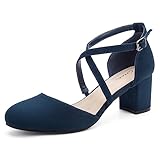 Greatonu Damen Pumps Riemchenpumps Spangenpumps Sandale mit Kreuz Knöchelriemen...