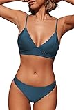CUPSHE Damen Bikini Set Triangel Breites Unterbrustband Gerippte Bademode Zweiteiliger...