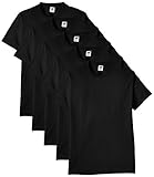 Fruit of the Loom Herren Regular Fit T-Shirt Heavy Cotton Tee Shirt 5 pack, Schwarz...