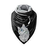 Generic Winterschal Damen Mit Knöpfen Weich Vintage Halstuch Frauen Muster Baumwollschal...