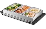 Buffetwärmer | Warmhalteplatte | Speisewärmer | 300 Watt | 4 Speisebehälter | Buffet...