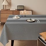 Kiatuniya Tischdecke Abwaschbar Grau Tischdecken 140x100cm Modern Streifen-Muster...